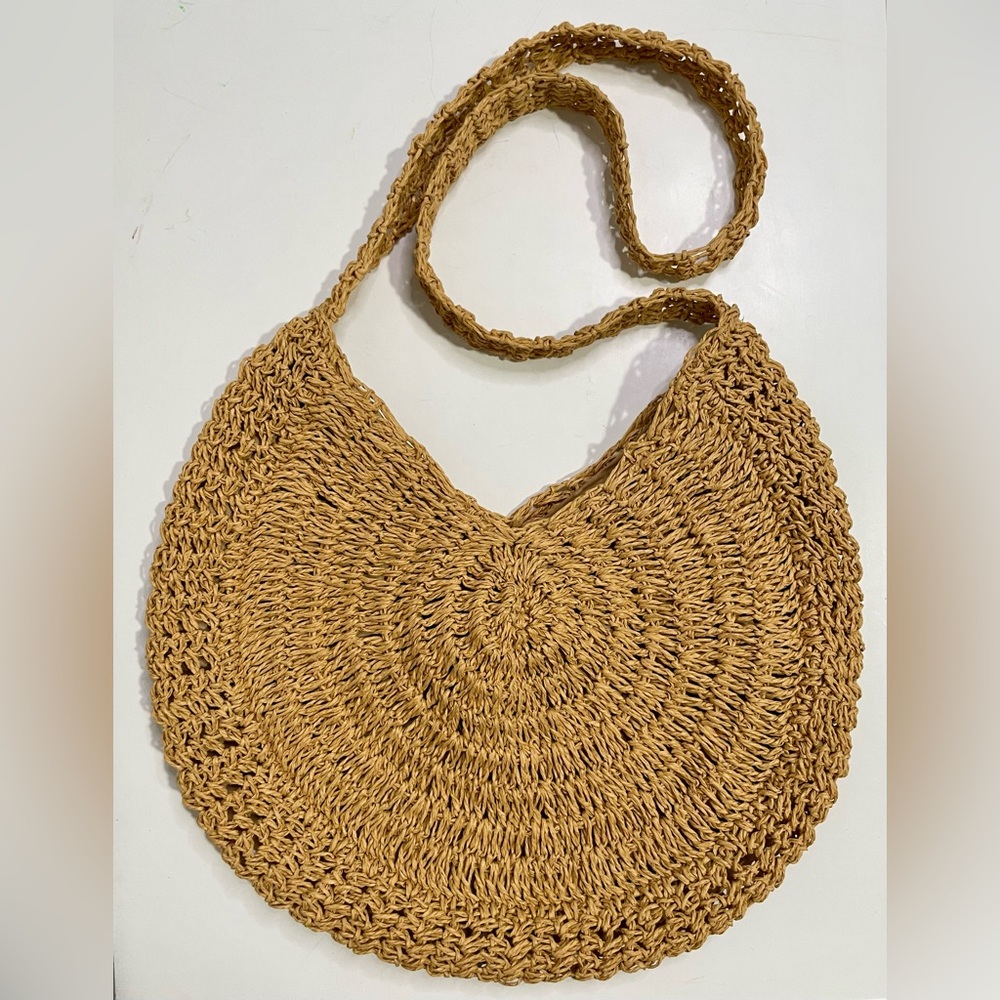 Woven Boho Chic Neutral Round Purse Bag